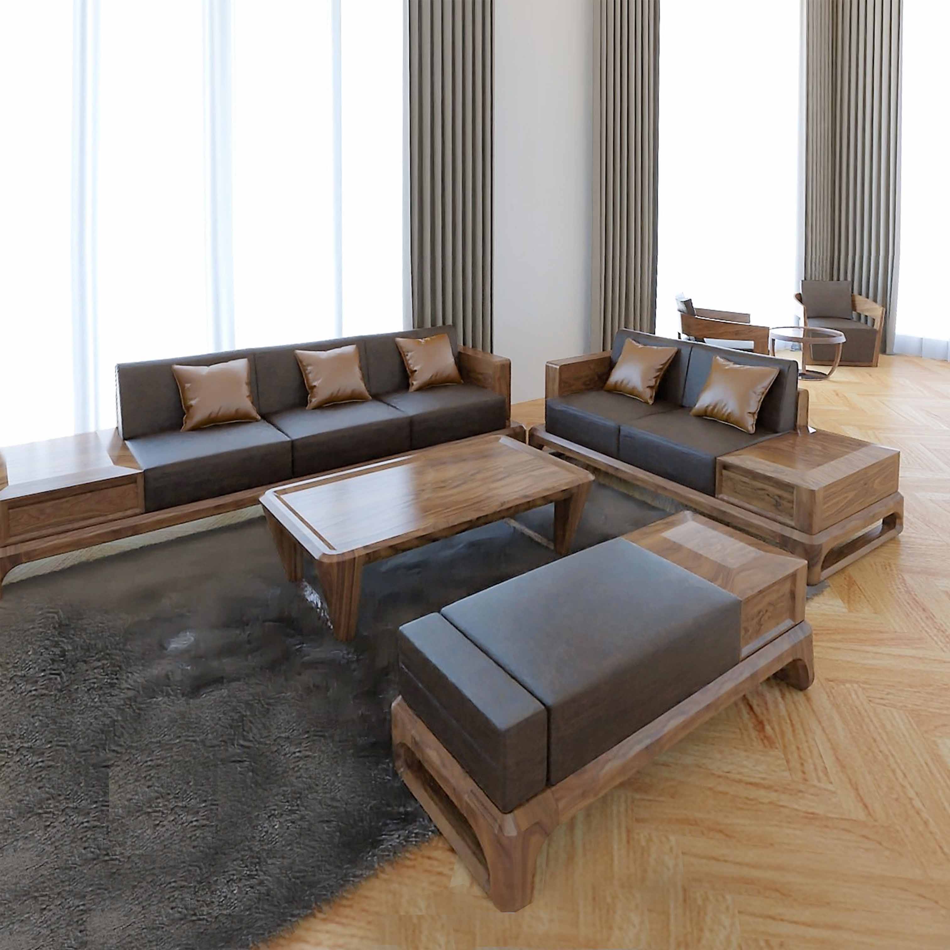 Bộ bàn ghế gỗ sofa Connect - BG10LHFU