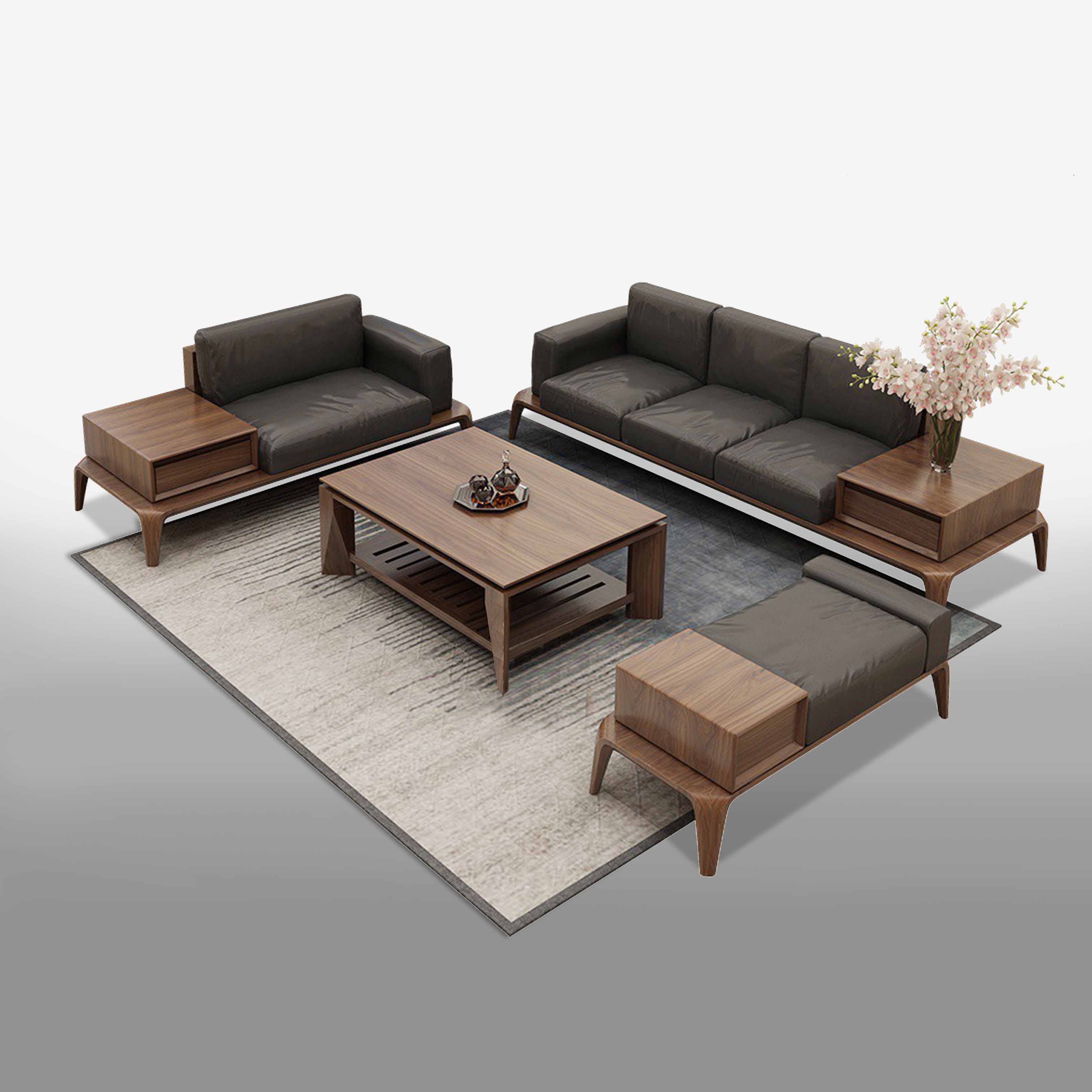 Bộ bàn ghế gỗ sofa Rectangular - BG11LHFU