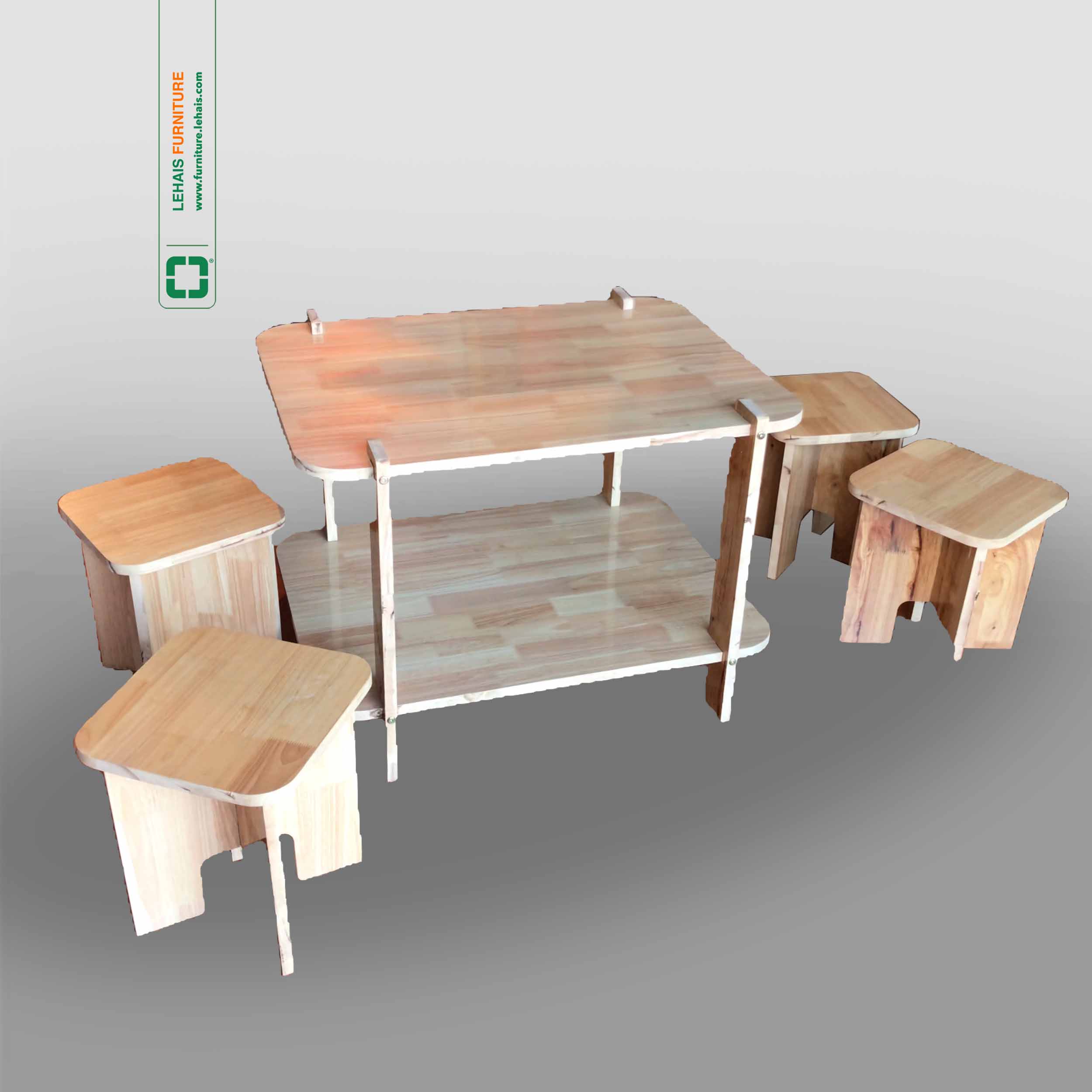 Bàn ghế lắp ghép hình chữ nhật nhỏ gọn thông minh dành cho quán trà quán cafe - BG13LHFU