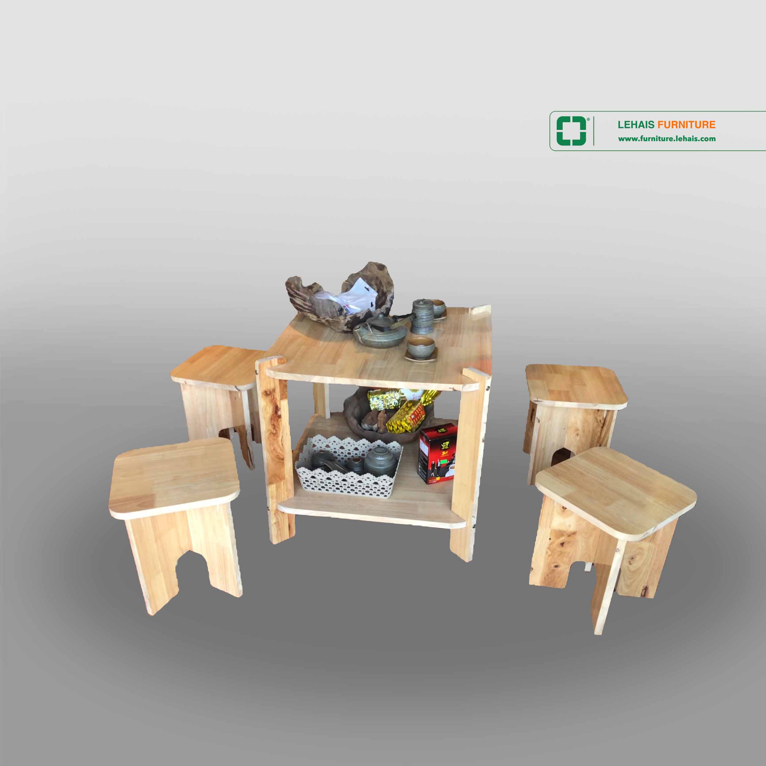 Bàn ghế lắp ghép hình chữ vuông nhỏ gọn thông minh dành cho quán trà quán cafe - BG15LHFU