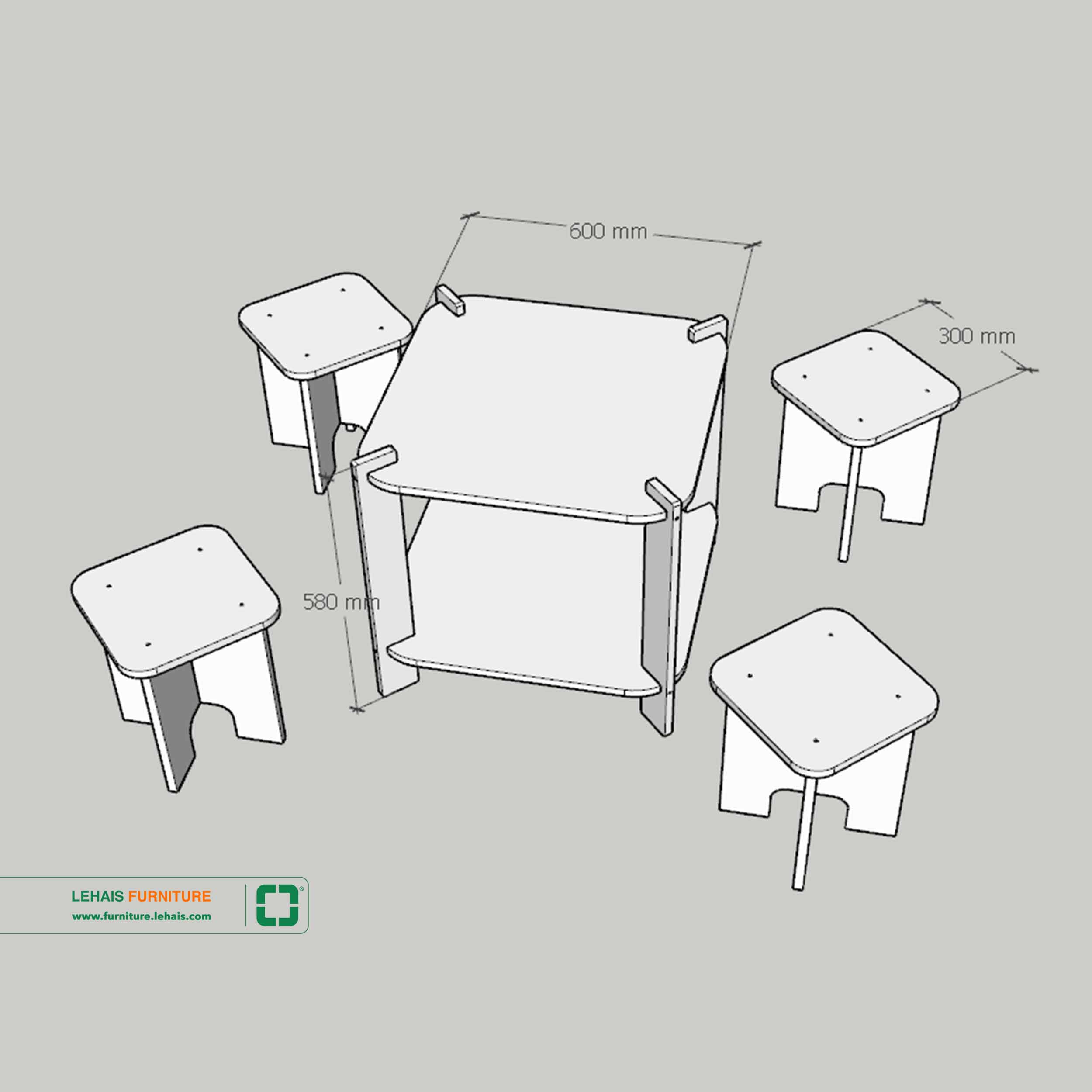 Bàn ghế lắp ghép hình chữ vuông nhỏ gọn thông minh dành cho quán trà quán cafe - BG15LHFU
