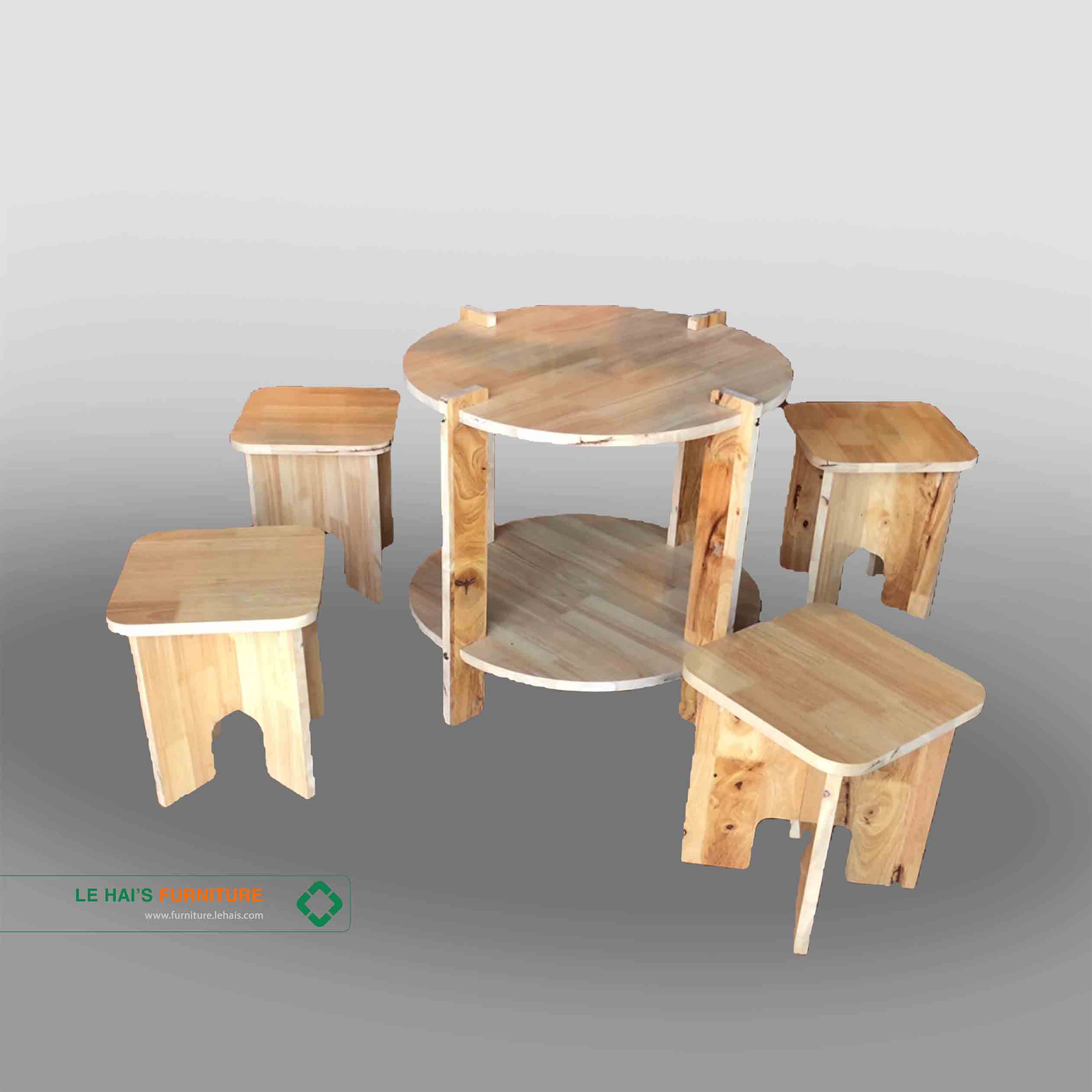 Bộ bàn ghế mặt tròn lắp ghép nhỏ gọn thông minh dành cho quán trà quán cafe - BG16LHFU