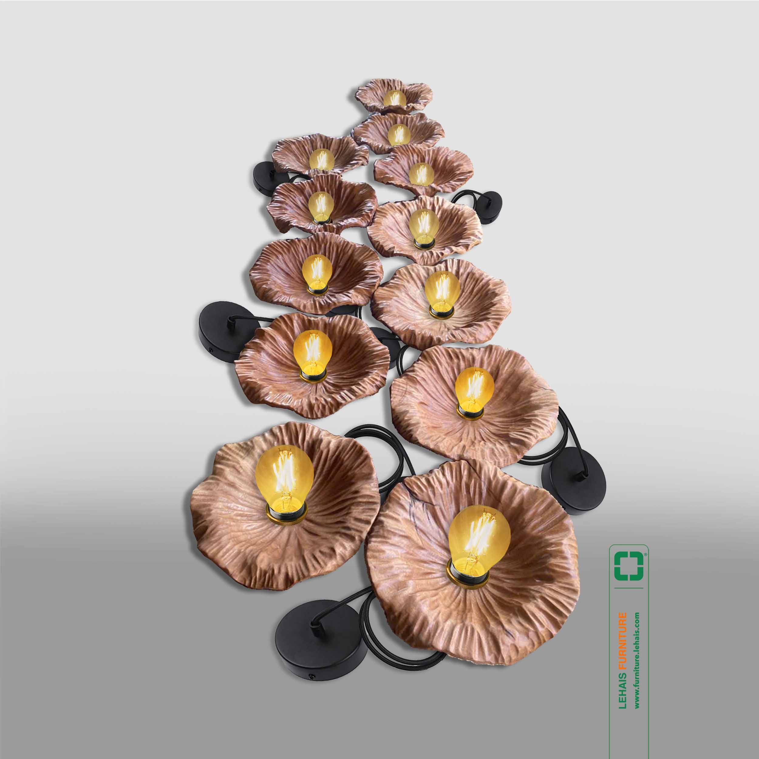 Đèn trang trí làm từ Chao Gỗ Lũa Tự Nhiên hình Lá Sen - D64LHFU