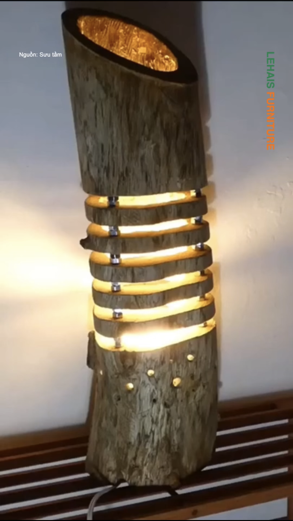Cách làm ra đèn ngủ từ thân gỗ lũa